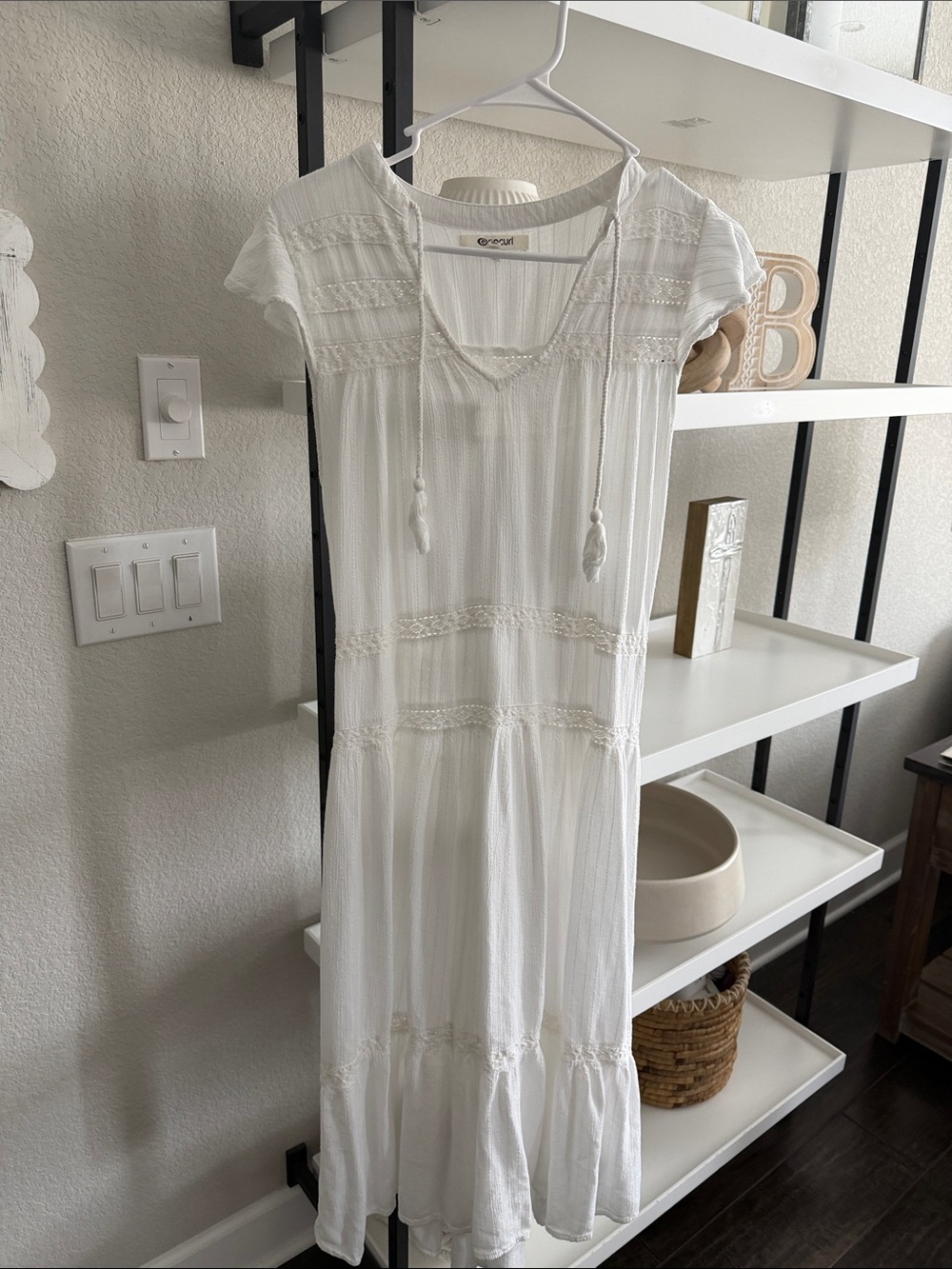O'Neill White Boho Maxi Dress with Tie Front